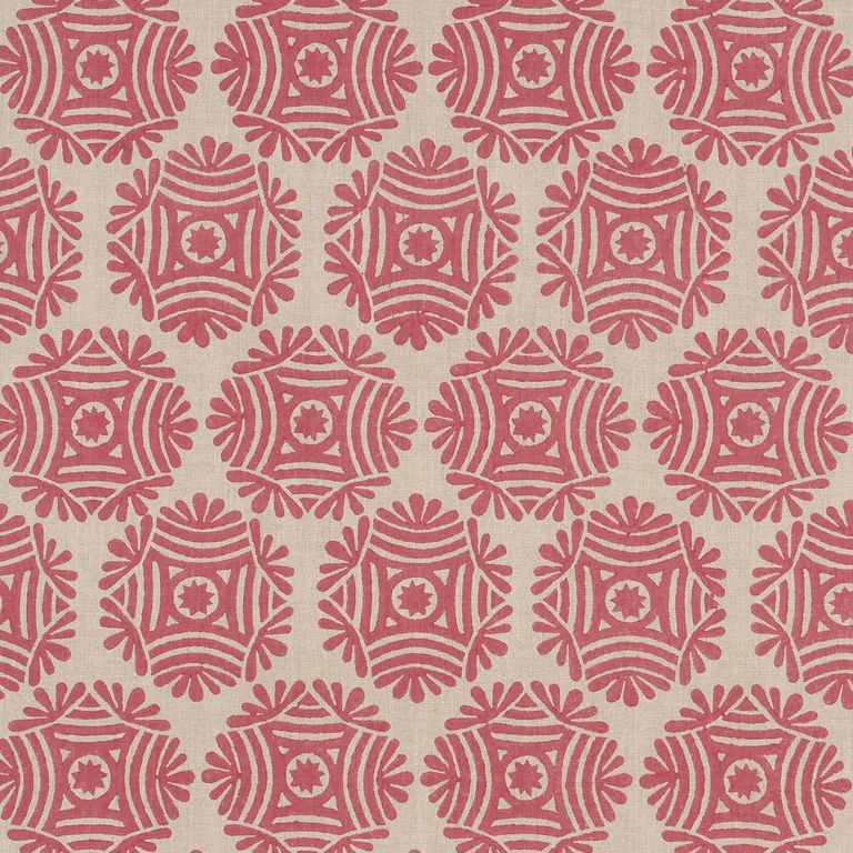 Schumacher 181544 Gilded Star Hand Block Red fabric swatch