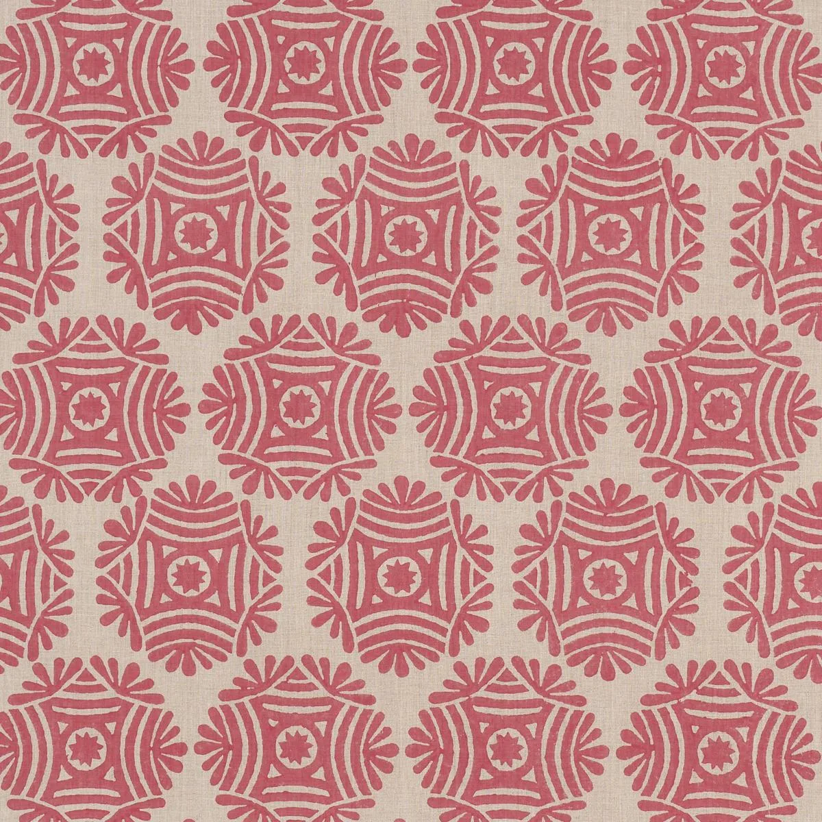 Schumacher 181544 Gilded Star Hand Block Red fabric swatch