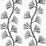 Schumacher 73082 Ginkgo Embroidery Jet fabric swatch