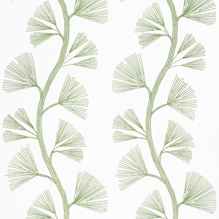 Schumacher 73080 Ginkgo Embroidery Leaf fabric swatch