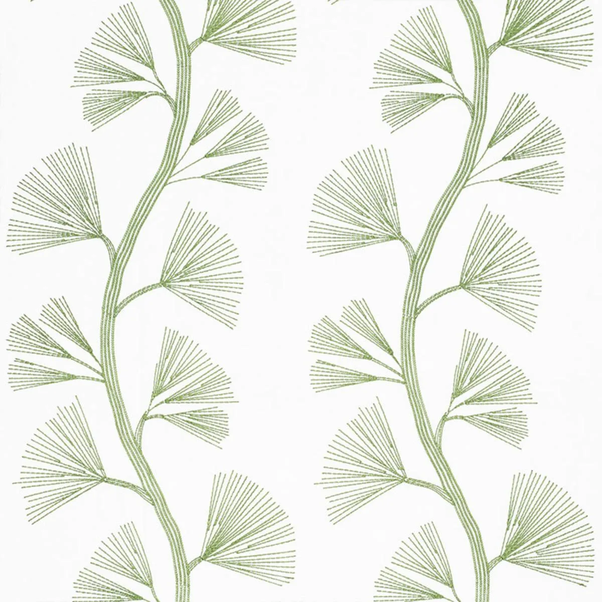Schumacher 73080 Ginkgo Embroidery Leaf fabric swatch
