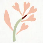 Schumacher 182410 Ginkgo Hand Block Print Pink And Sage On White fabric swatch