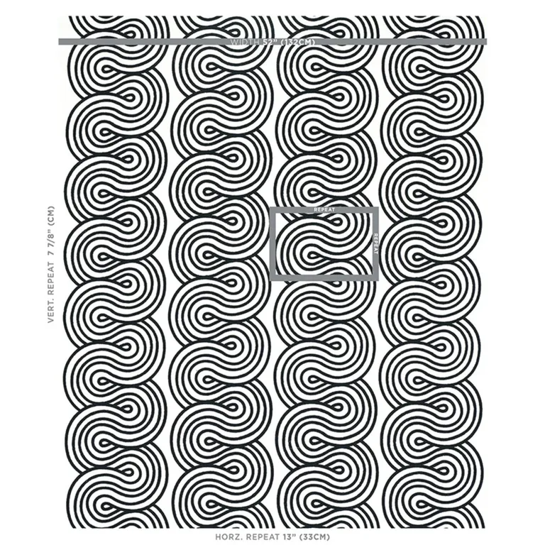 Schumacher 79341 Giraldi Embroidery Black fabric swatch