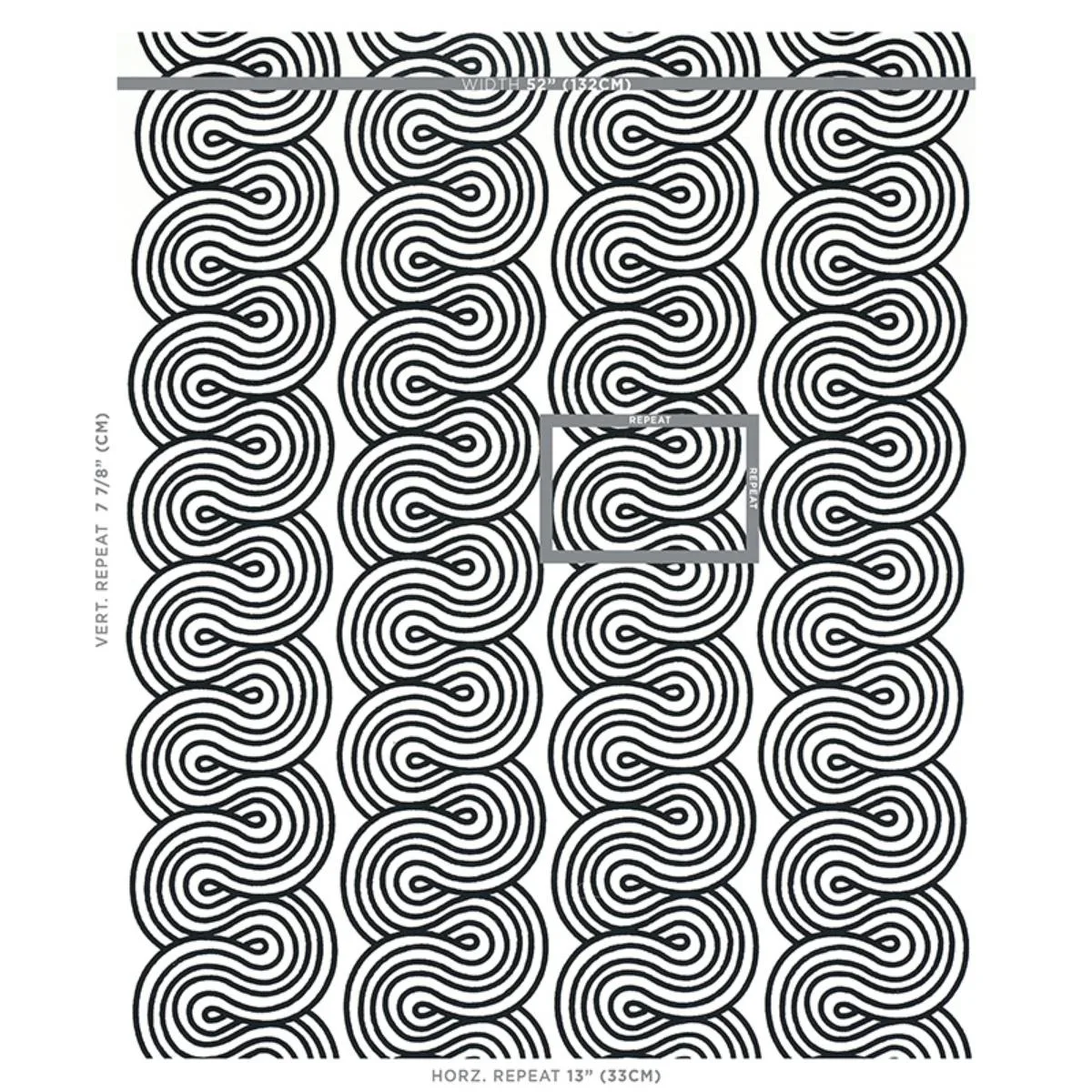 Schumacher 79341 Giraldi Embroidery Black fabric swatch