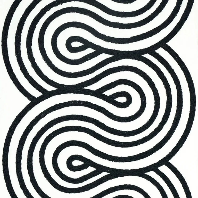 Schumacher 79341 Giraldi Embroidery Black fabric swatch