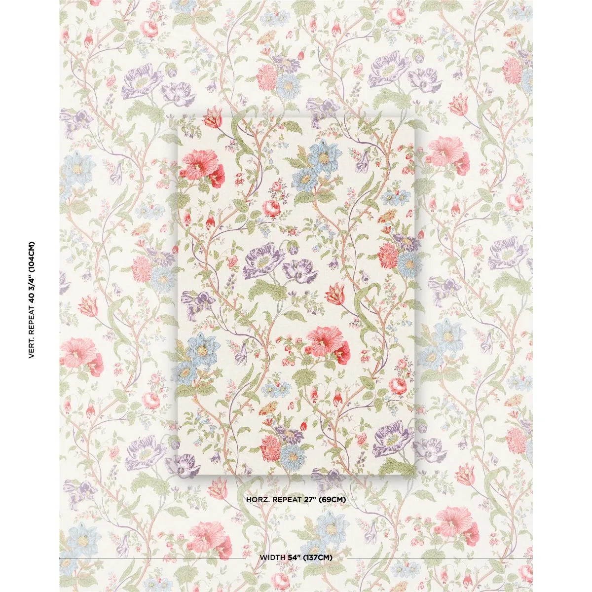 Schumacher 181900 Giselle Floral Ivory fabric swatch