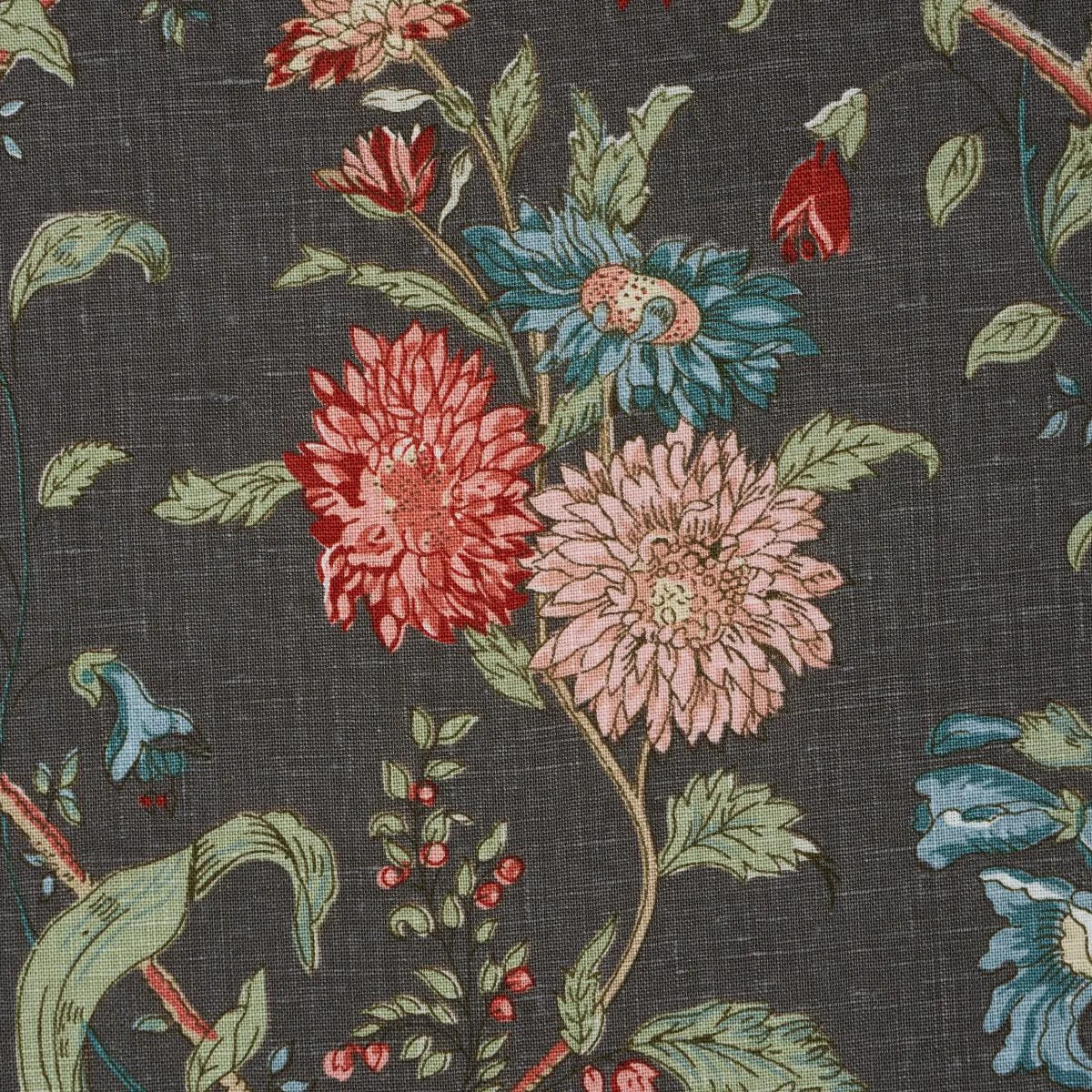 Schumacher 181902 Giselle Floral Noir fabric swatch