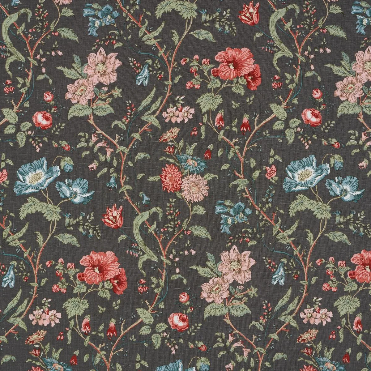 Schumacher 181902 Giselle Floral Noir fabric swatch