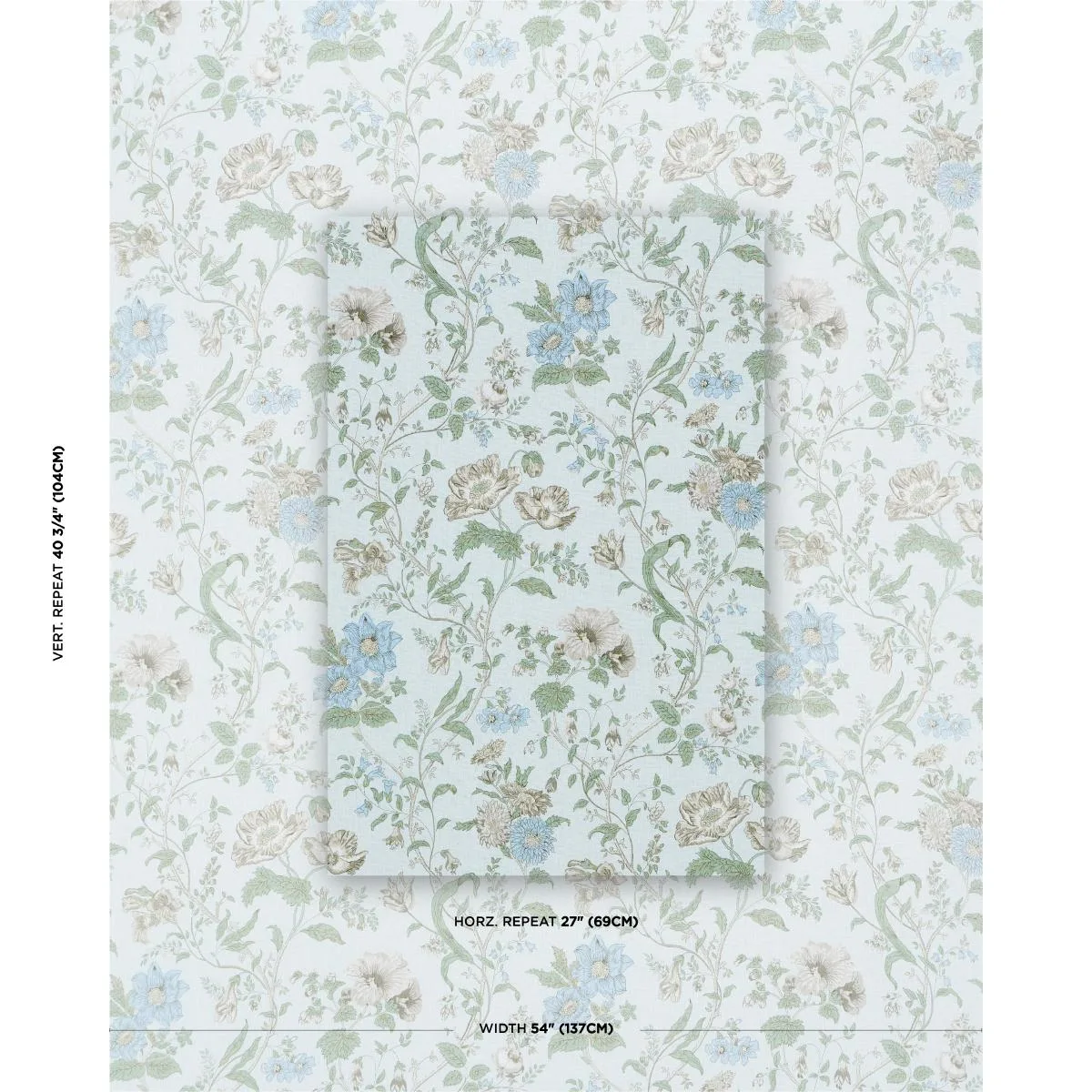 Schumacher 181901 Giselle Floral Sky fabric swatch