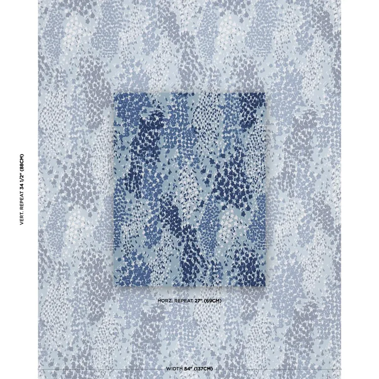 Schumacher TL400030 Giverny Blues fabric swatch