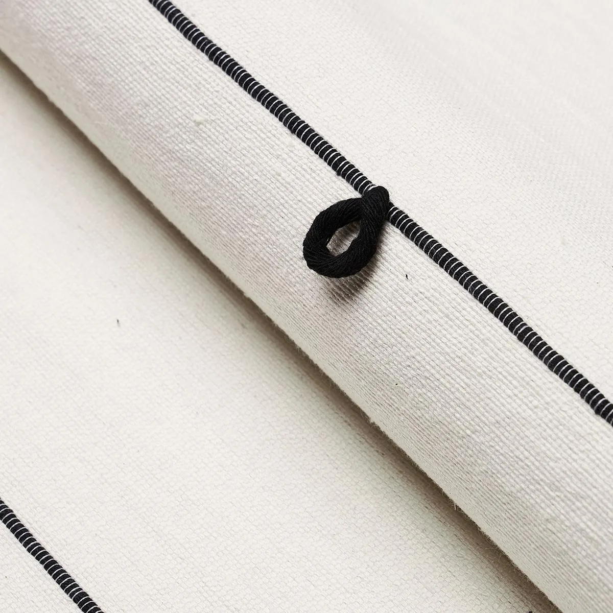 Schumacher 81381 Globo Knotted Handwoven Black fabric swatch