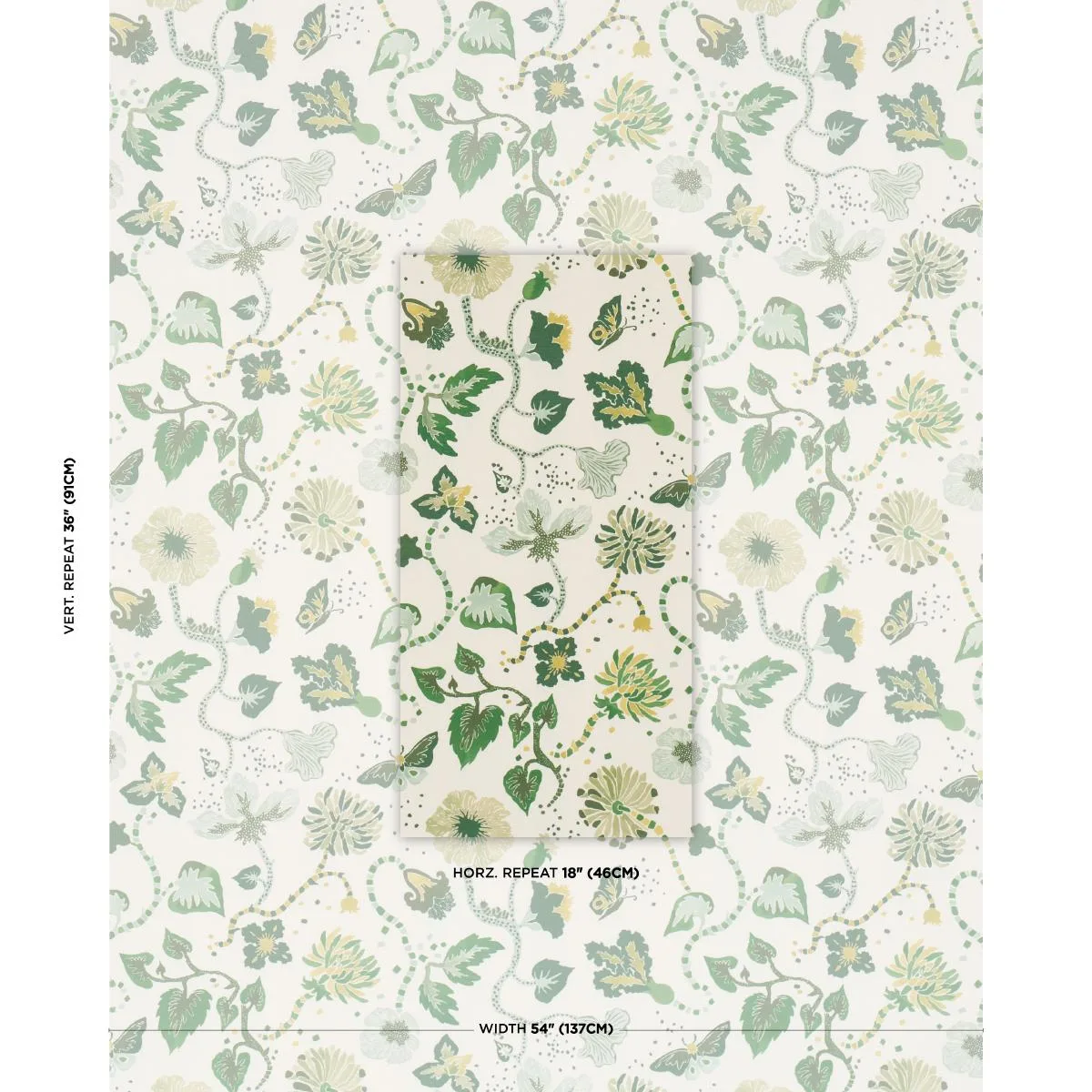 Schumacher 182881 Gloriette Green fabric swatch