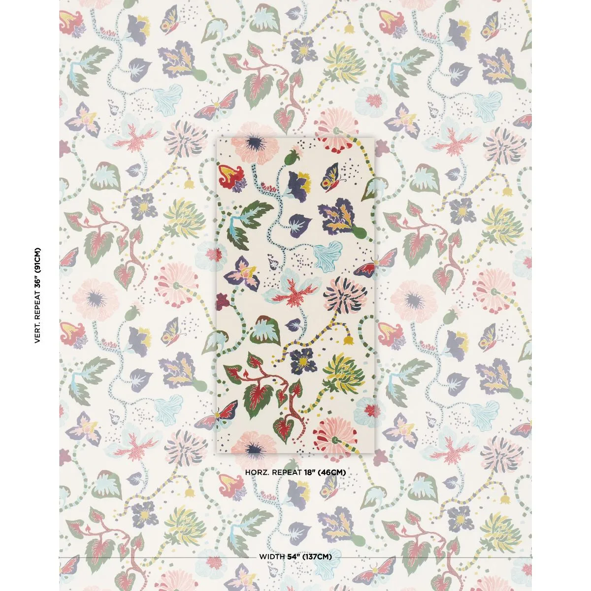 Schumacher 182880 Gloriette Multi fabric swatch