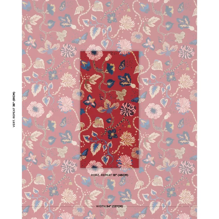 Schumacher 182882 Gloriette Red fabric swatch