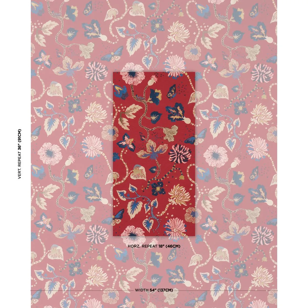 Schumacher 182882 Gloriette Red fabric swatch