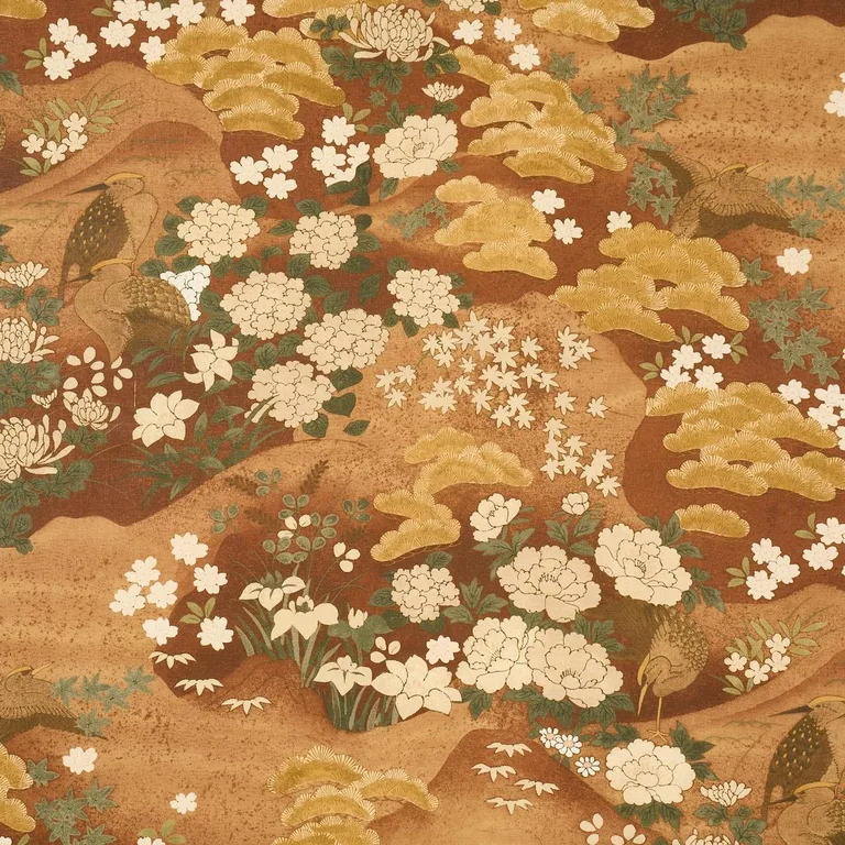 Schumacher 182872 Golden Hills Burgundy fabric swatch