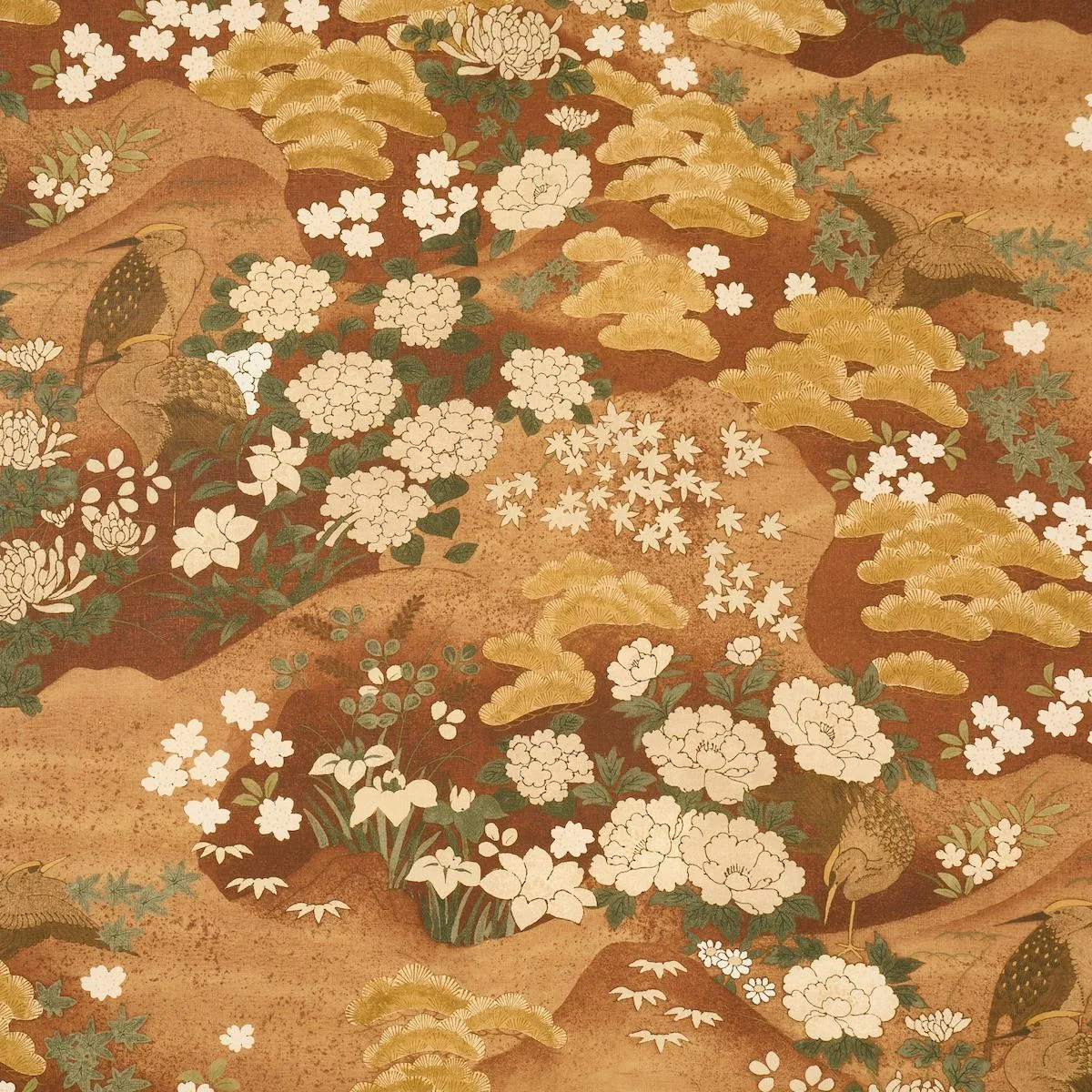 Schumacher 182872 Golden Hills Burgundy fabric swatch