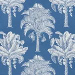 Schumacher 178002 Grand Palms Blue fabric swatch