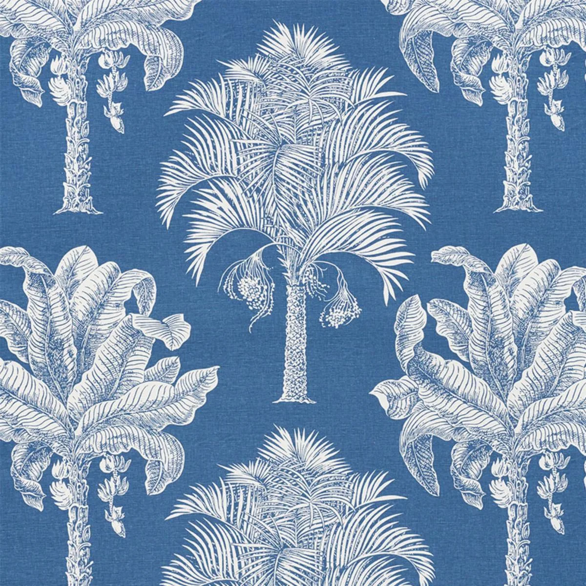 Schumacher 178002 Grand Palms Blue fabric swatch