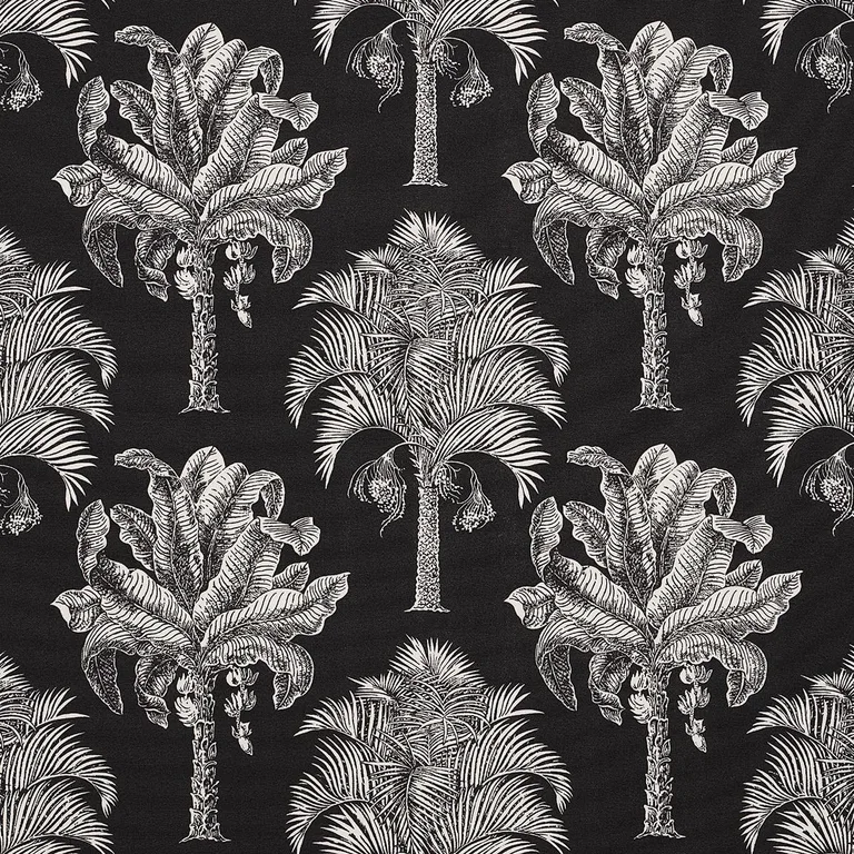 Schumacher 180962 Grand Palms Indoor/Outdoor Black fabric swatch