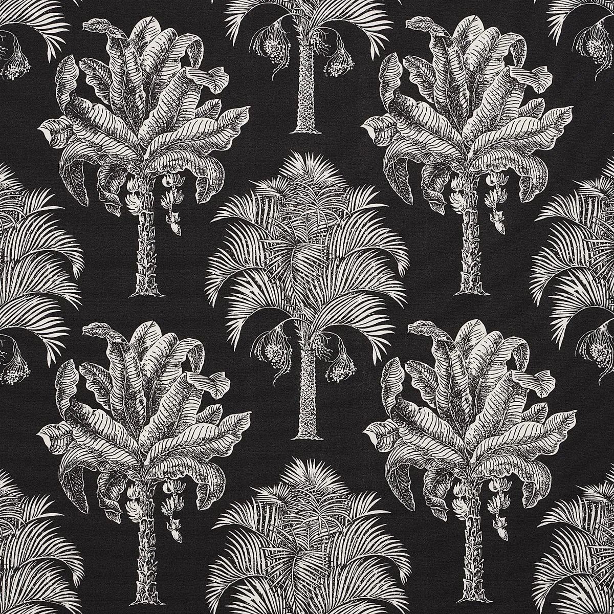 Schumacher 180962 Grand Palms Indoor/Outdoor Black fabric swatch