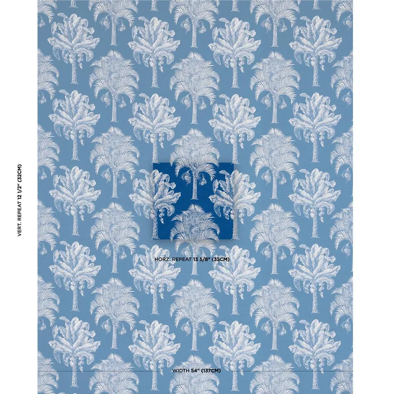 Schumacher 180961 Grand Palms Indoor/Outdoor Navy fabric swatch