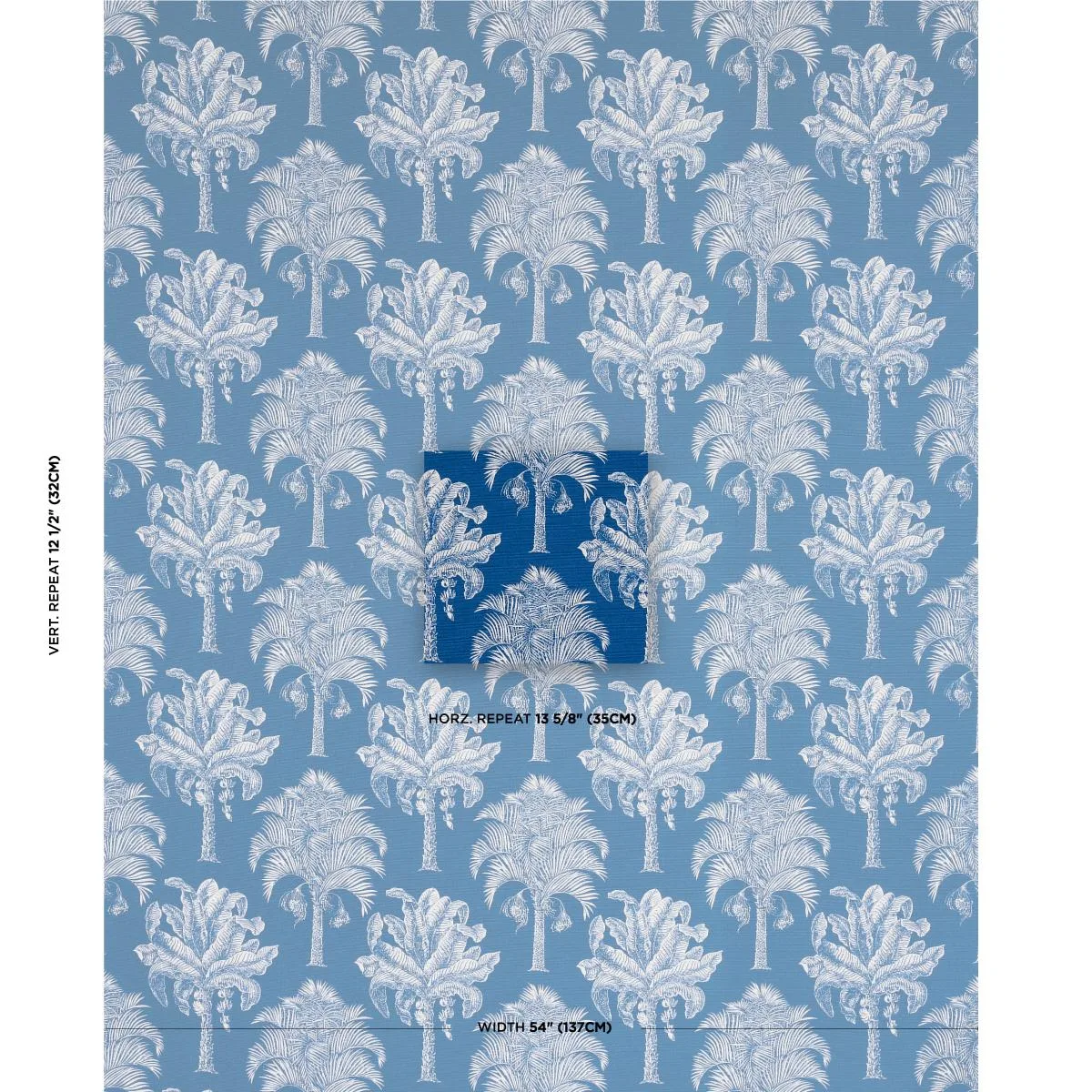 Schumacher 180961 Grand Palms Indoor/Outdoor Navy fabric swatch
