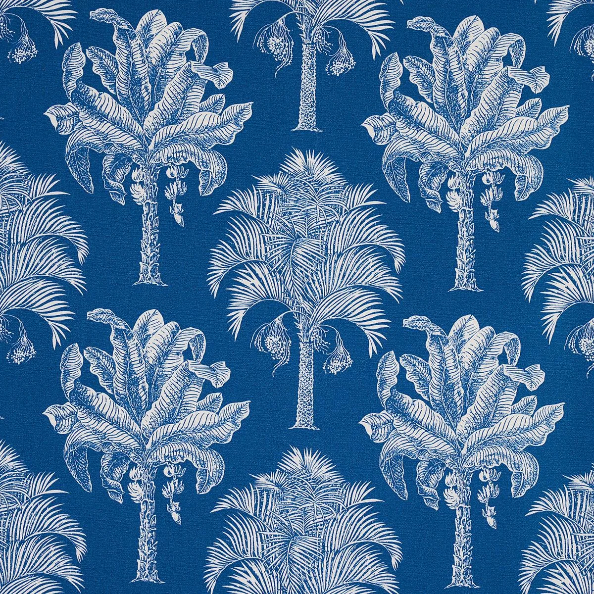Schumacher 180961 Grand Palms Indoor/Outdoor Navy fabric swatch