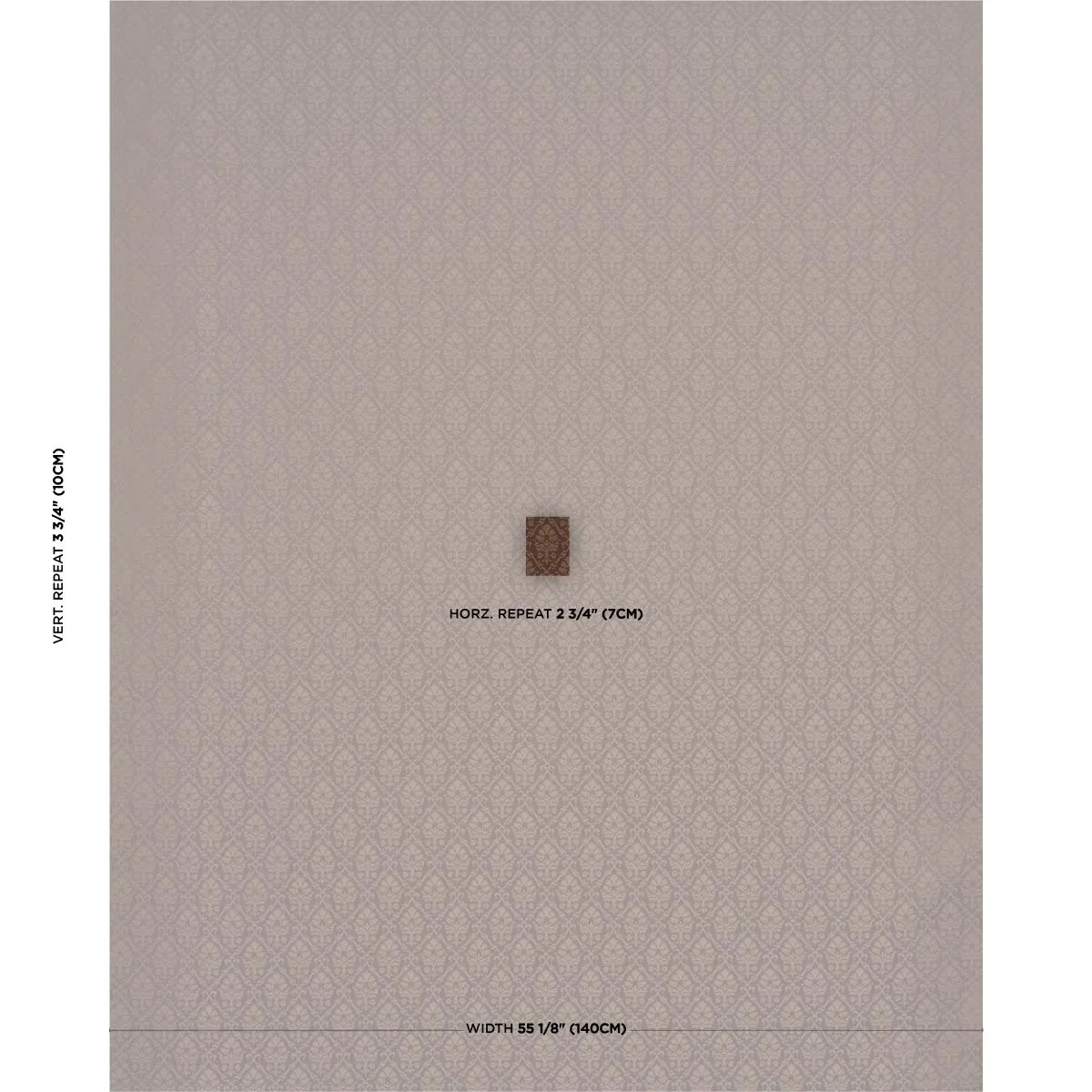 Schumacher 85725 Grant Damask Brown fabric swatch