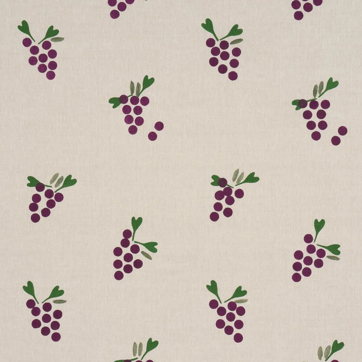Schumacher 182420 Grapes Hand Block Print Purple On Natural fabric swatch