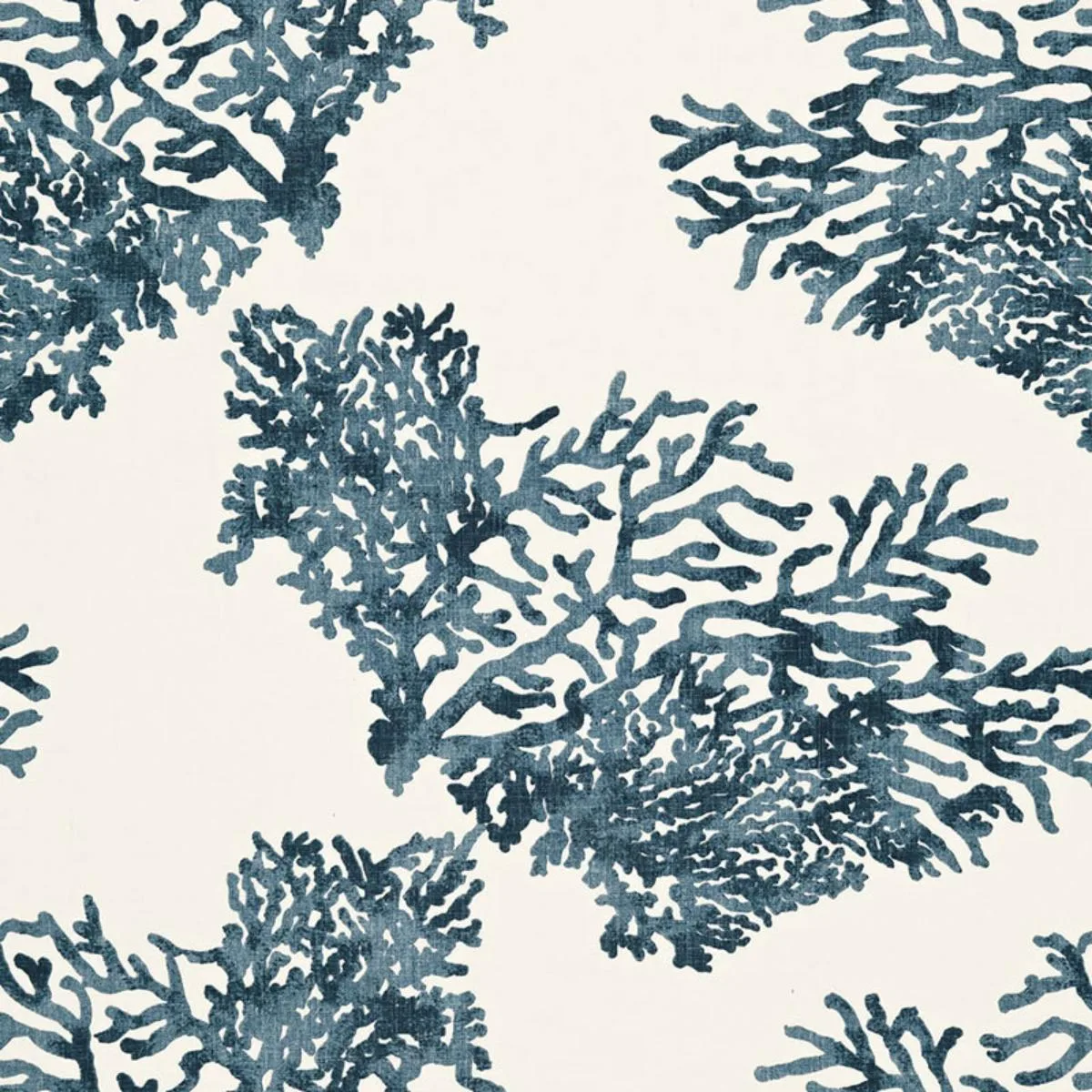 Schumacher 175361 Great Barrier Reef Indigo fabric swatch