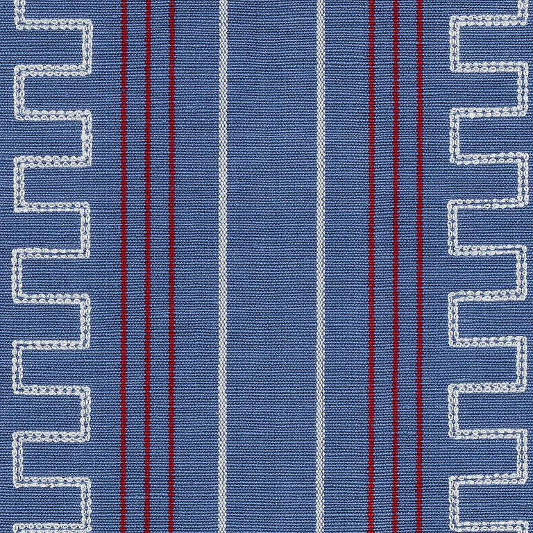 Schumacher 83231 Greco Stripe Navy fabric swatch