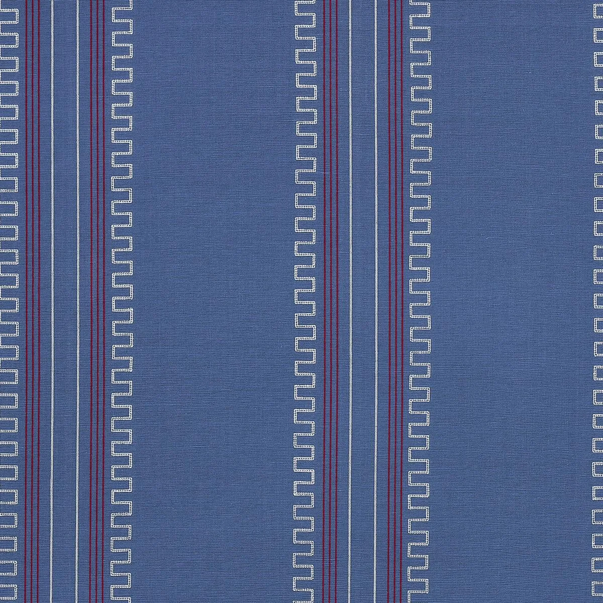 Schumacher 83231 Greco Stripe Navy fabric swatch
