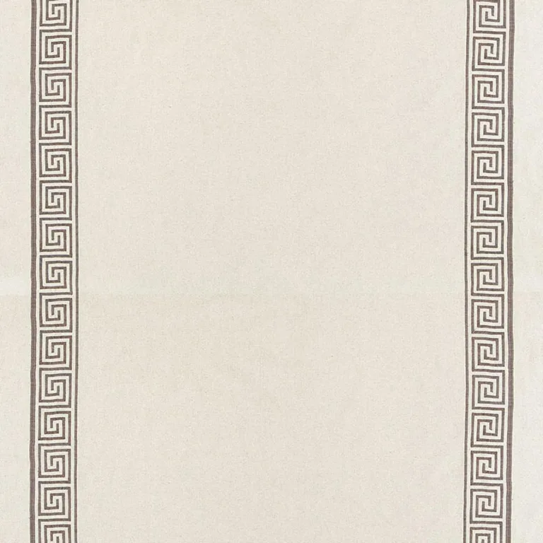 Schumacher 65250 Greek Key Embroidery Ii Truffle fabric swatch