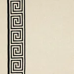 Schumacher 25801 Greek Key Embroidery Pebble And Black fabric swatch