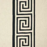 Schumacher 25801 Greek Key Embroidery Pebble And Black fabric swatch