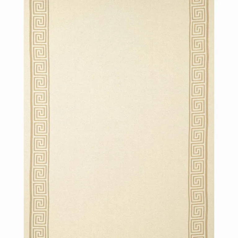 Schumacher 25800 Greek Key Embroidery Pebble And Taupe fabric swatch