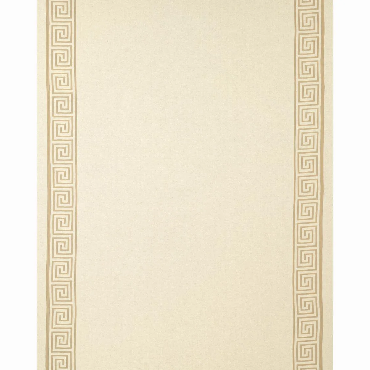 Schumacher 25800 Greek Key Embroidery Pebble And Taupe fabric swatch