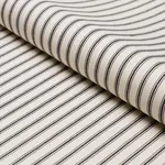 Schumacher 84860 Griffin Ticking Stripe Black & White fabric swatch