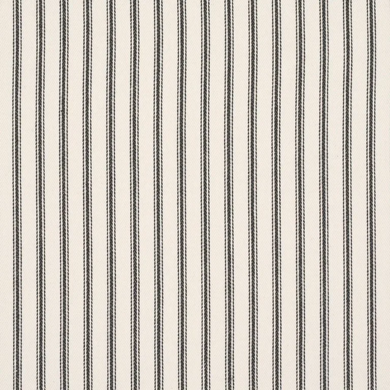 Schumacher 84860 Griffin Ticking Stripe Black & White fabric swatch