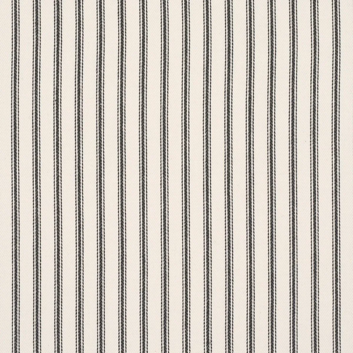 Schumacher 84860 Griffin Ticking Stripe Black & White fabric swatch