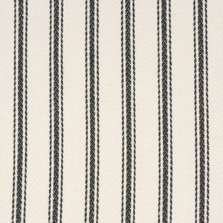 Schumacher 84860 Griffin Ticking Stripe Black & White fabric swatch