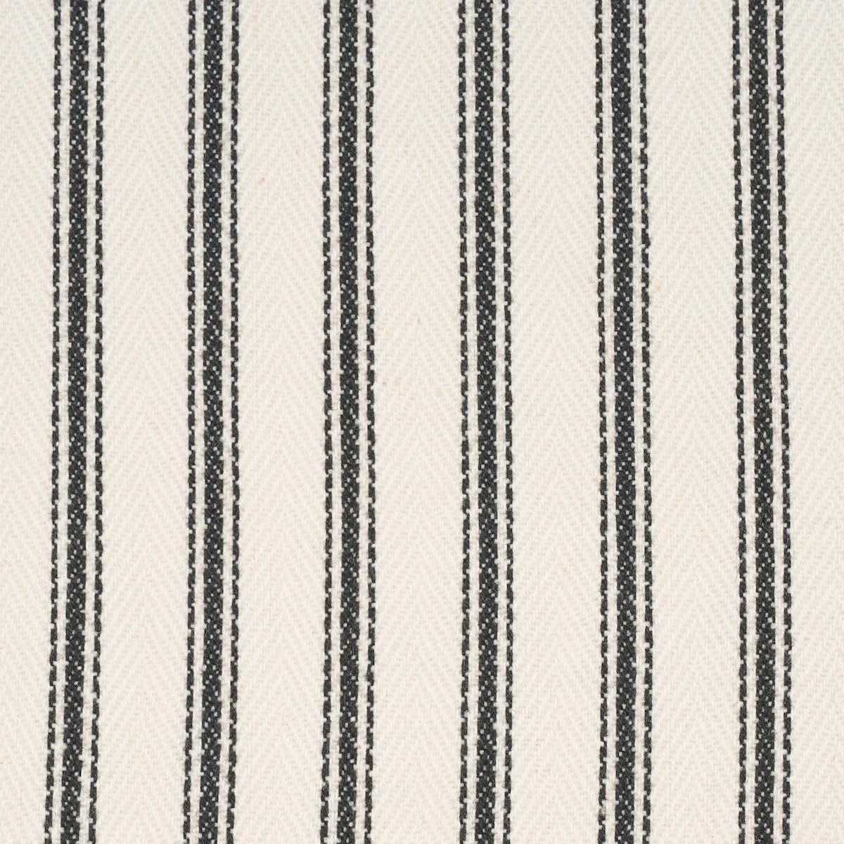 Schumacher 84860 Griffin Ticking Stripe Black & White fabric swatch