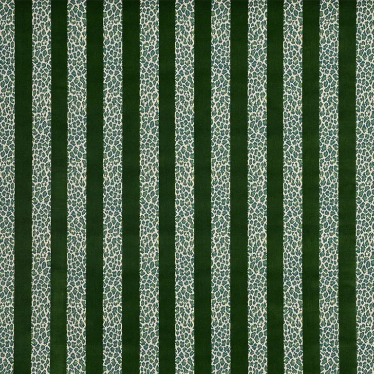 Schumacher 77141 Guepard Stripe Velvet Emerald fabric swatch