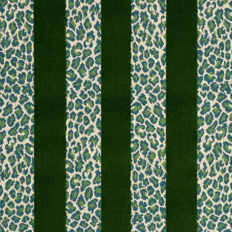 Schumacher 77141 Guepard Stripe Velvet Emerald fabric swatch