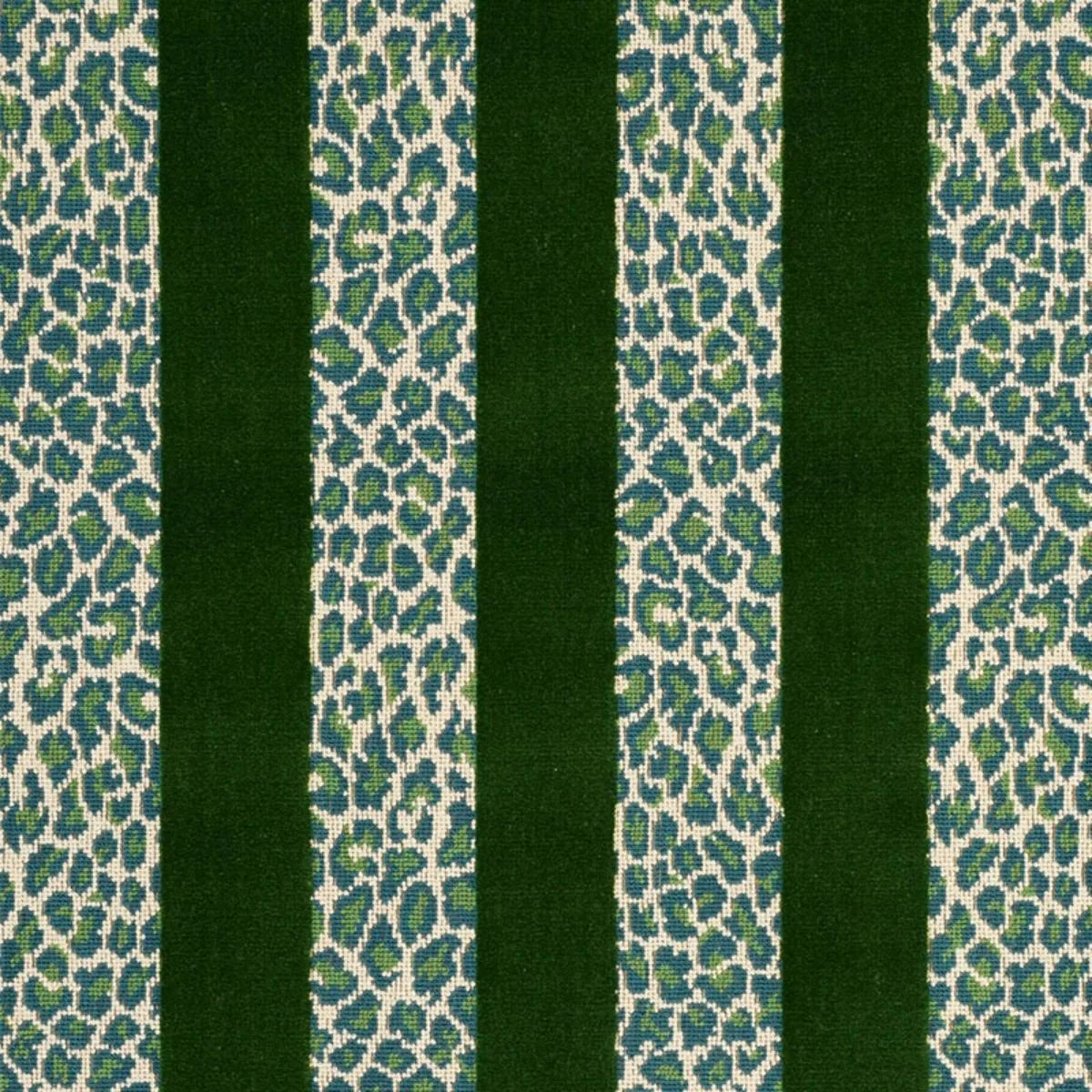 Schumacher 77141 Guepard Stripe Velvet Emerald fabric swatch