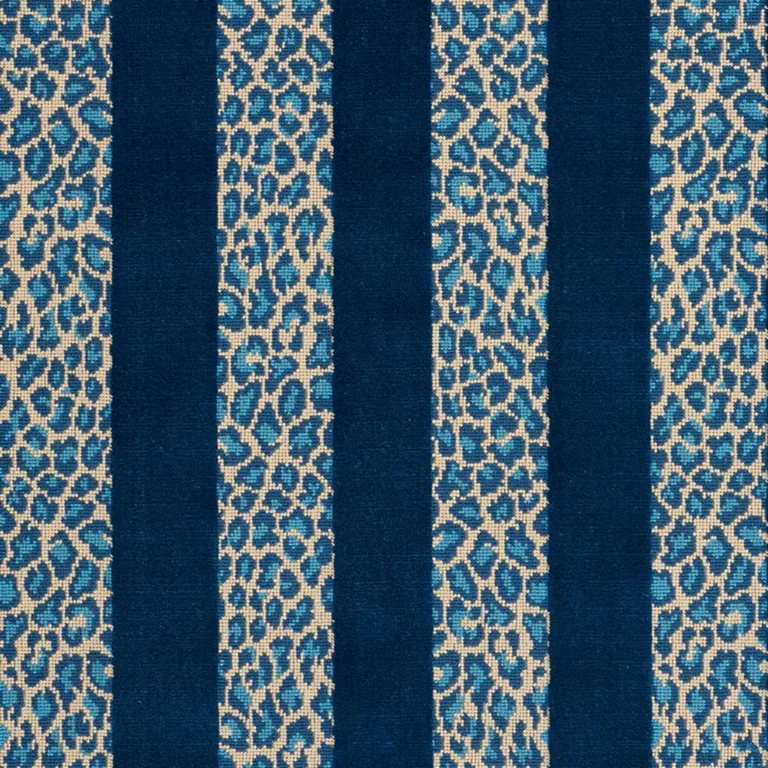 Schumacher 77140 Guepard Stripe Velvet Mediterranean fabric swatch