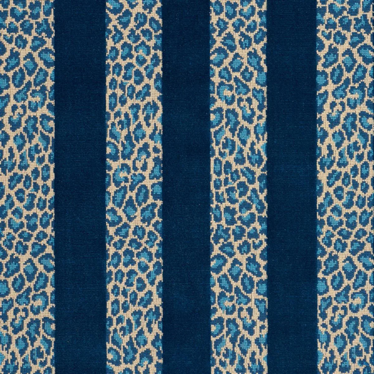 Schumacher 77140 Guepard Stripe Velvet Mediterranean fabric swatch