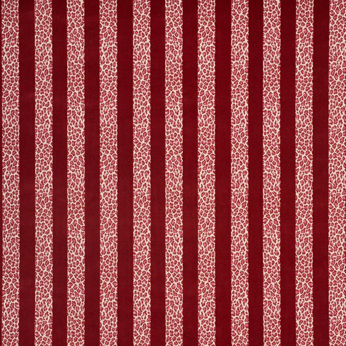 Schumacher 77143 Guepard Stripe Velvet Red fabric swatch