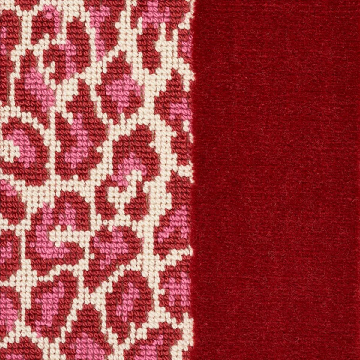Schumacher 77143 Guepard Stripe Velvet Red fabric swatch